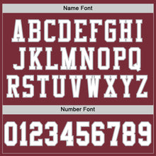 Load image into Gallery viewer, Custom Burgundy White-Gray Mesh Authentic Football Jersey