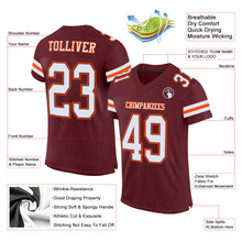 Load image into Gallery viewer, Custom Burgundy White-Orange Mesh Authentic Football Jersey