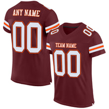 Load image into Gallery viewer, Custom Burgundy White-Orange Mesh Authentic Football Jersey