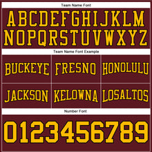 Load image into Gallery viewer, Custom Stitched Burgundy Gold-Black Football Pullover Sweatshirt Hoodie