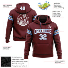 Load image into Gallery viewer, Custom Stitched Burgundy White-Light Blue Football Pullover Sweatshirt Hoodie