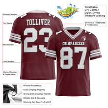 Load image into Gallery viewer, Custom Burgundy White-Gray Authentic Football Jersey