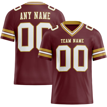 Custom Burgundy White-Old Gold Authentic Football Jersey