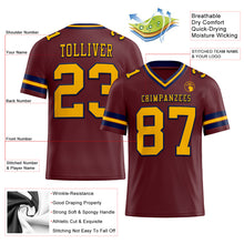Load image into Gallery viewer, Custom Burgundy Gold-Navy Authentic Football Jersey