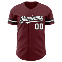 Load image into Gallery viewer, Custom Burgundy White-Black Authentic Baseball Jersey