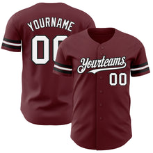 Load image into Gallery viewer, Custom Burgundy White-Black Authentic Baseball Jersey