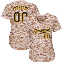 Load image into Gallery viewer, Custom Camo Black-Gold Authentic Salute To Service Baseball Jersey