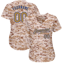 Load image into Gallery viewer, Custom Camo Old Gold-Royal Authentic Salute To Service Baseball Jersey