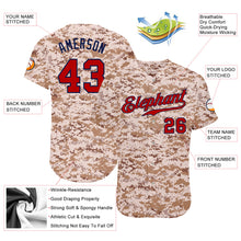 Load image into Gallery viewer, Custom Camo Red-Navy Authentic Salute To Service Baseball Jersey