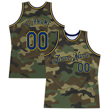 Load image into Gallery viewer, Custom Camo Royal-Gold Authentic Salute To Service Basketball Jersey