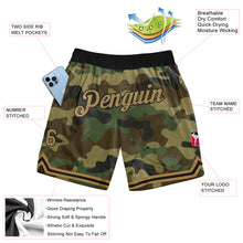 Load image into Gallery viewer, Custom Camo Old Gold-Black Authentic Salute To Service Basketball Shorts