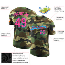 Load image into Gallery viewer, Custom Camo Pink Black-Sky Blue Performance Salute To Service T-Shirt