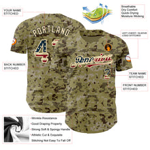 Load image into Gallery viewer, Custom Camo Vintage USA Flag-City Cream Authentic Salute To Service Baseball Jersey