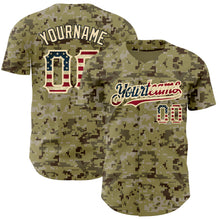Load image into Gallery viewer, Custom Camo Vintage USA Flag-City Cream Authentic Salute To Service Baseball Jersey