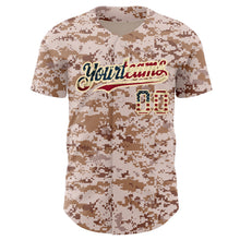 Load image into Gallery viewer, Custom Camo Vintage USA Flag-City Cream Authentic Salute To Service Baseball Jersey