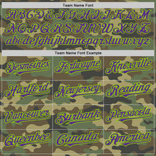 Load image into Gallery viewer, Custom Camo Purple-Neon Green Authentic Salute To Service Baseball Jersey