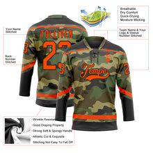 Load image into Gallery viewer, Custom Camo Orange-Black Salute To Service Hockey Lace Neck Jersey
