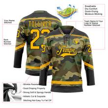 Load image into Gallery viewer, Custom Camo Gold-Black Salute To Service Hockey Lace Neck Jersey