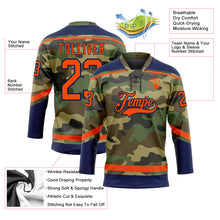Load image into Gallery viewer, Custom Camo Orange-Navy Salute To Service Hockey Lace Neck Jersey