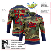 Load image into Gallery viewer, Custom Camo Red-Navy Salute To Service Hockey Lace Neck Jersey