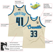 Load image into Gallery viewer, Custom Cream Black-Blue Authentic Throwback Basketball Jersey
