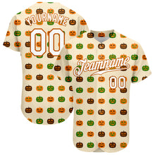 Load image into Gallery viewer, Custom Cream White-Texas Orange 3D Pattern Design Halloween Pumpkins Authentic Baseball Jersey