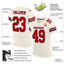 Load image into Gallery viewer, Custom Cream Red-Navy Mesh Authentic Football Jersey