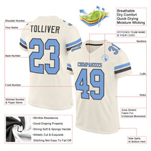 Load image into Gallery viewer, Custom Cream Light Blue-Steel Gray Mesh Authentic Football Jersey