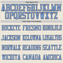 Load image into Gallery viewer, Custom Cream Light Blue-Steel Gray Mesh Authentic Football Jersey