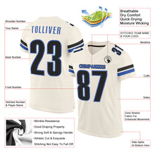 Load image into Gallery viewer, Custom Cream Blue-Black Mesh Authentic Football Jersey