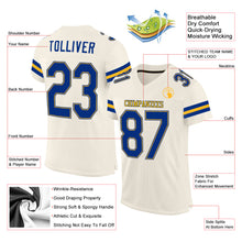 Load image into Gallery viewer, Custom Cream Royal-Gold Mesh Authentic Football Jersey
