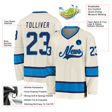 Load image into Gallery viewer, Custom Cream Navy-Blue Hockey Jersey