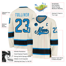 Load image into Gallery viewer, Custom Cream Blue-Black Hockey Jersey