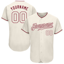 Load image into Gallery viewer, Custom Cream Cream-Crimson Authentic Baseball Jersey