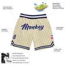 Load image into Gallery viewer, Custom Cream Navy Pinstripe Navy-White Authentic Basketball Shorts