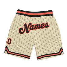Load image into Gallery viewer, Custom Cream Black Pinstripe Black-Orange Authentic Basketball Shorts
