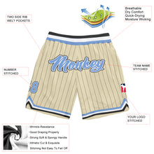 Load image into Gallery viewer, Custom Cream Black Pinstripe Light Blue-White Authentic Basketball Shorts