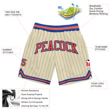Load image into Gallery viewer, Custom Cream Royal Pinstripe Orange-Royal Authentic Basketball Shorts