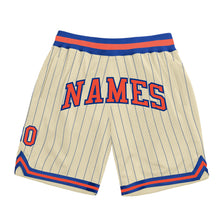 Load image into Gallery viewer, Custom Cream Royal Pinstripe Orange-Royal Authentic Basketball Shorts