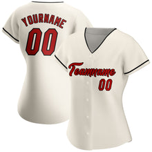 Load image into Gallery viewer, Custom Cream Red-Black Authentic Baseball Jersey
