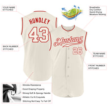 Load image into Gallery viewer, Custom Cream Cream-Red Authentic Sleeveless Baseball Jersey