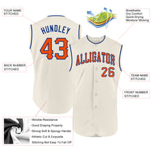 Load image into Gallery viewer, Custom Cream Orange-Royal Authentic Sleeveless Baseball Jersey