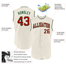 Load image into Gallery viewer, Custom Cream Red-Green Authentic Sleeveless Baseball Jersey