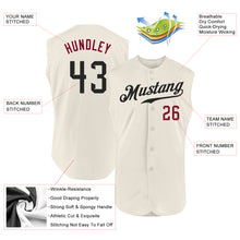 Load image into Gallery viewer, Custom Cream Black-Crimson Authentic Sleeveless Baseball Jersey