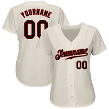 Load image into Gallery viewer, Custom Cream Black-Red Authentic Baseball Jersey