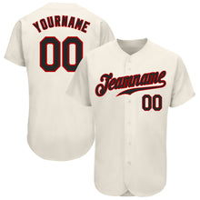 Load image into Gallery viewer, Custom Cream Black-Red Authentic Baseball Jersey