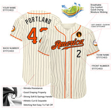 Load image into Gallery viewer, Custom Cream Black Pinstripe Orange-Black Authentic Baseball Jersey