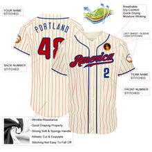 Load image into Gallery viewer, Custom Cream Red Pinstripe Red-Royal Authentic Baseball Jersey