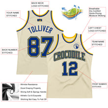 Load image into Gallery viewer, Custom Cream Royal-Gold Authentic Throwback Basketball Jersey