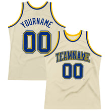 Load image into Gallery viewer, Custom Cream Royal-Gold Authentic Throwback Basketball Jersey